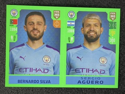 Bernardo Silva / Sergio Agüero Manchester City 2020 Panini FIFA 365 Blue