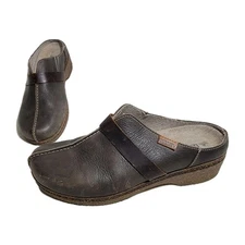 Pikolonos Granada WOW Medium Heel Leather Clogs Gray Size 38 Arch Support Spain