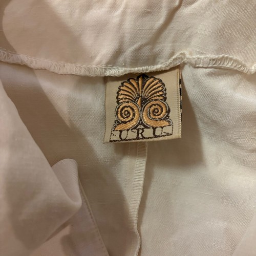 VTG URU Linen Button Tie Sides Jacket Dress One Size Lagenlook Ivory - Picture 5 of 6