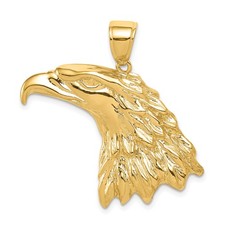 10k Yellow Gold Eagle Head Pendant for Men Patriotic Bald Symbol Freedom Power