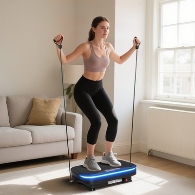 Vibrationsplatte Heimtrainer mit coolen Lichtern, Bluetooth, Fernbedienung