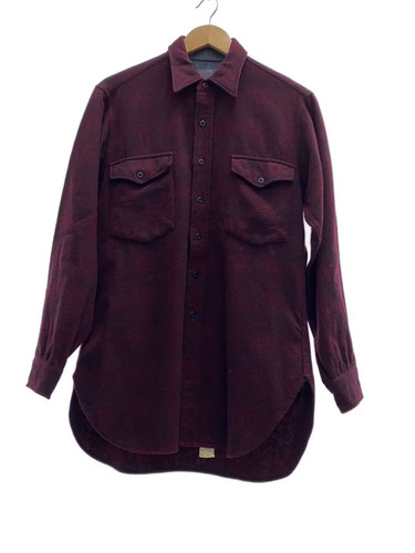 PENDLETON 70s Shadow Plaid Shirt M Wool Bordeaux