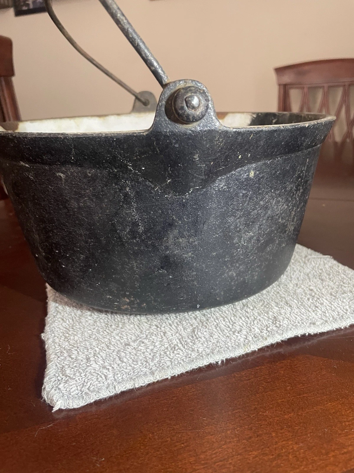 Antique 1800’s Cast Iron Dutch Oven / Cauldron No. 9 Gate Marked, No Cracks,