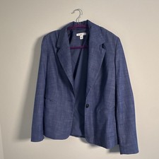 Free Assembly Women's Blue Blazer S Regular Short Lined Button Pockets Classic