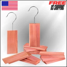 Aromatic Red Cedar Wood Planks Hangers for Clothes Storage with Metal Hooks 16Pc