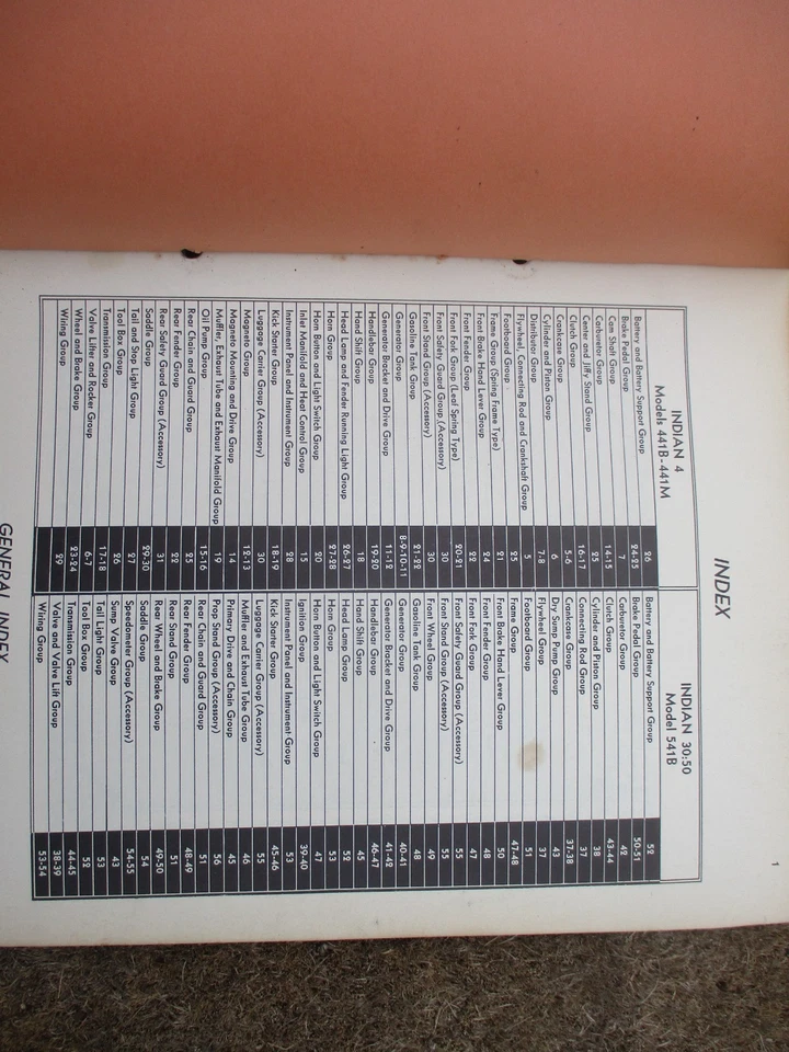 INDIO CUATRO CILINDROS 1941 PIEZAS LISTA DE PRECIOS MODELOS 441B-M/ TREINTA Y CINCUENTA 541B Foto 4 de 4