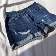 Women's sz 2/26 High Mid Rise Distressed Stretch Jean Shorts Universal Thread 
