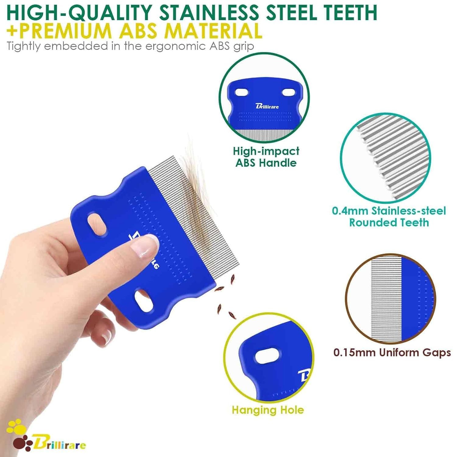 3 Pack Pet Hair Comb Stainless Steel Flea Lice Combs Dog Cat Grooming Kit NEW