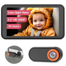 BM2 Car Camera for Baby, 5.2" 1080P Screen with 3X Zoom, Clear Rear-Facing View,