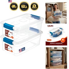 Plastic Storage Bins with Lids Stackable 6 Quart Clear Organizing Boxes