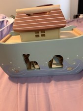Wooden Noah s Ark Shape Sorter Boat Playset w/ Animal Blocks