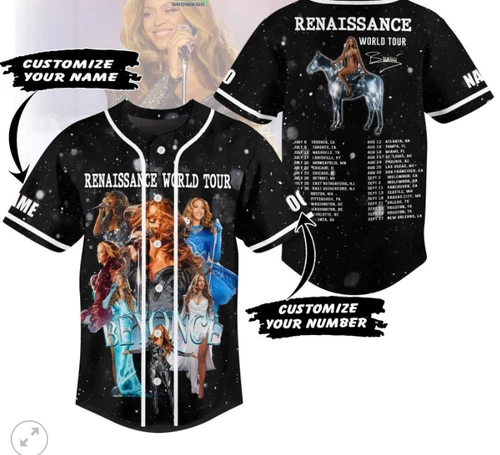 Beyonce Renaissance World Tour Personalized baseball jersey
