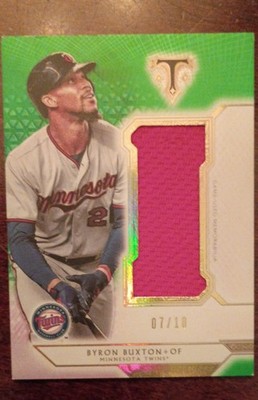 2018 Topps Triple Threads Jumbo Relics Byron Buxton #SJR-BB3 Green /18 (MEM)