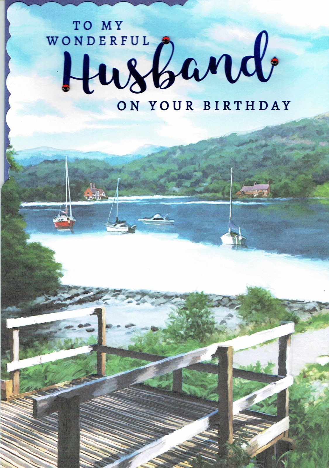 HUSBAND LARGE BIRTHDAY CARD - With Multi PAGE INSERT Lovely Words 10""x 7""