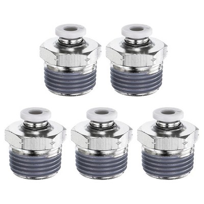 5Stk Push to Connect Fitting 4mm x 3/8'' Gewinde Messing Gerade Union Weiß