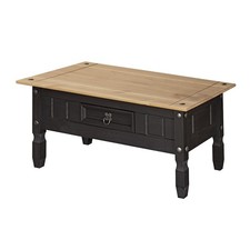 Corona Coffee Table Charcoal Black 1 Drawer Solid Mexican Pine Living Room