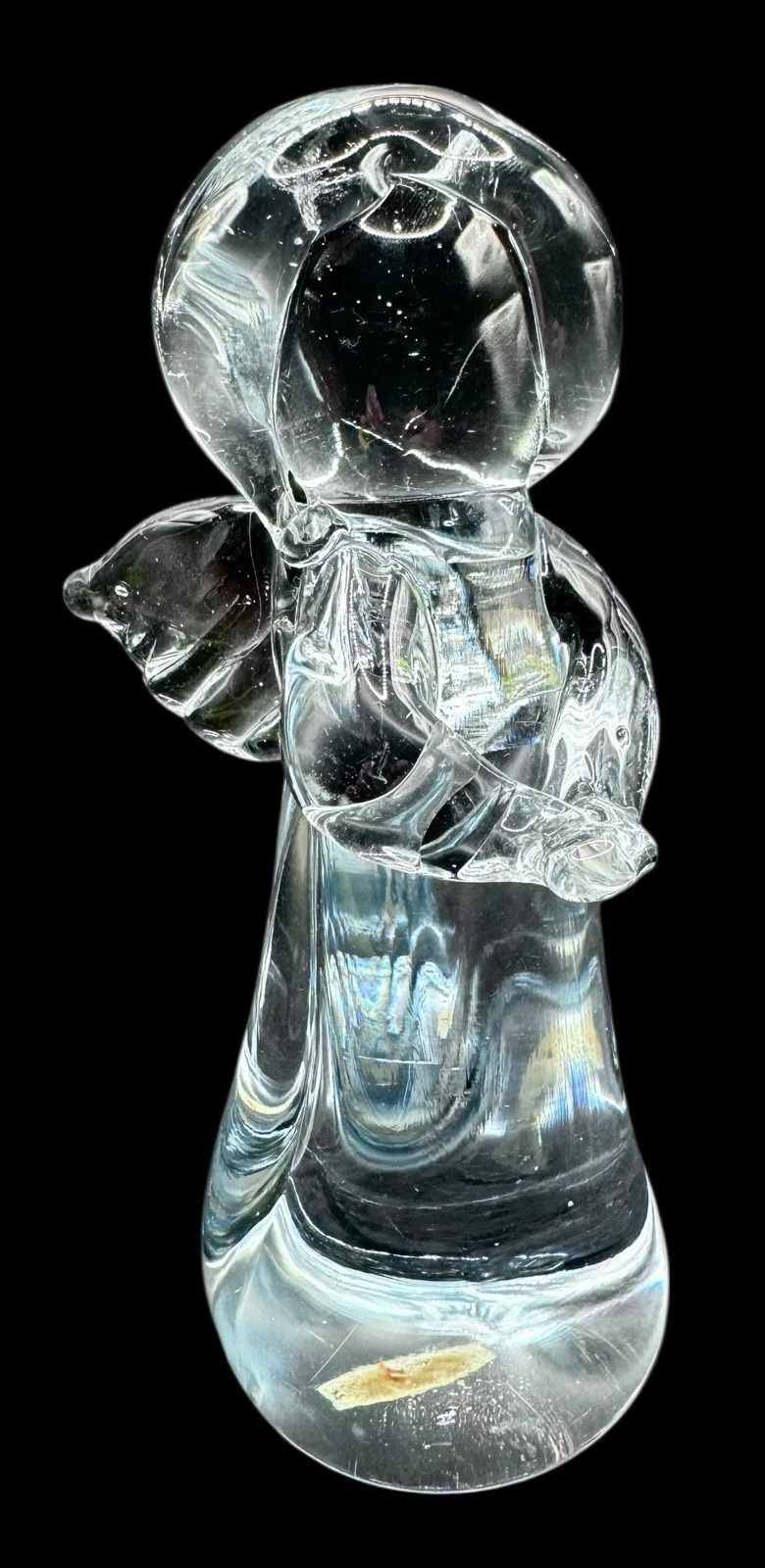 Vintage Clear Glass Angel Paperweight Figurine Made in Taiwan 6”