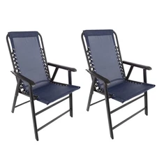 Set of 2 Folding Camping Chairs Heavy Duty Portable Chair w/ Textilene & Bungee