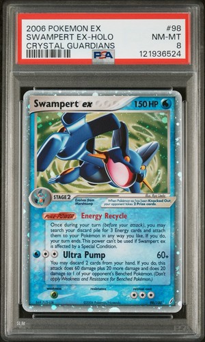 2006 POKEMON EX CRYSTAL GUARDIANS SWAMPERT EX HOLO 98/100 PSA 8 ENGLISH CLEAN