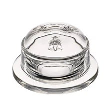 La Rochere Bee Butter Dish with Lid Embossed French Glass Butter Keeper Counter