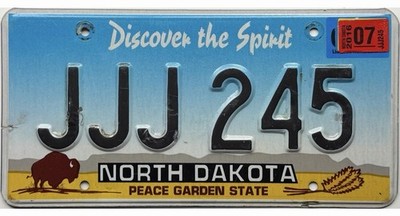 *BARGAIN BIN*  2016 North Dakota License Plate #JJJ 245  Triple J