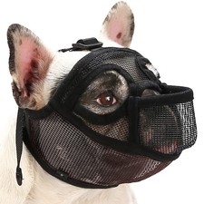 BARKLESS French Bulldog Muzzle, Short Snout Mesh S Head 15.0-17.5'' , Black