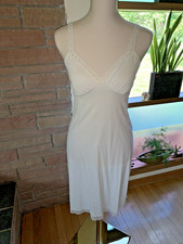VTG Shadowline Slip Dress Gown Womens Sz 32 Ivory Lace Sleeveless 26 Nylon