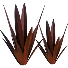 2 PCS Metal Agave Sculpture Decoration, Vintage Country Hand-Painted Sculptur...