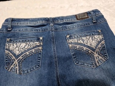 VINTAGE Earl Jeans Y2K Bling Cross Cropped Denim Größe 12
