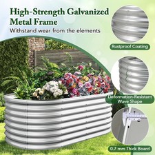 1x Metal Raised Garden Bed Oval/Rectangular Elevated Planter Box Kit Growing Box