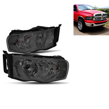 Caap Driven Tinted Lens Clear Side Headlights Compatible 2002-2005 Dodge Ram