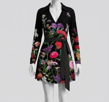 Alice + Olivia Women's Black Millicent Floral Tie-Waist Minidress Size 10