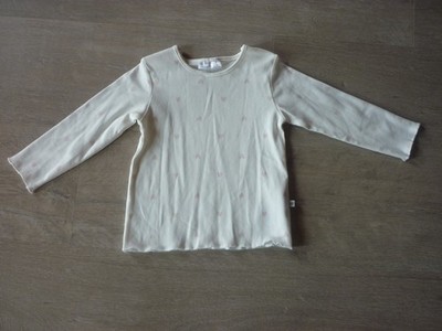 Indentic Nature -langarm Kinder T-shirt - Gr.86 - beige m. Herzen - BW. Elasthan