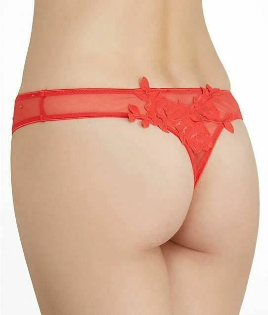 Tanga Panty La Perla Ninfea Collection XS Coral Rojo Tul Transparente Foto 3 de 3