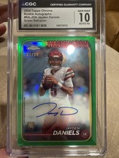 2024 Topps Chrome - Rookie Autographs Jayden Daniels #RA-JDA Green Refractor /99