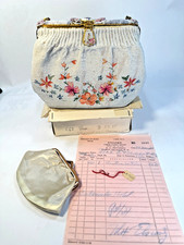 1959 French Micro-Beaded Handbag Set w/ Original Box, Provenance Receipt, tag