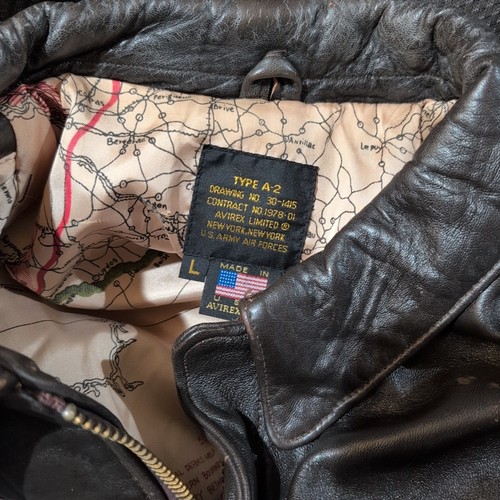 Avirex Type A-2 30-1415 Vintage 80's 90's Leather Flight Bomber Brown Jacket USA - Picture 18 of 20