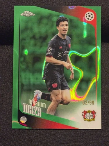 Ibrahim Maza /99 Green Refractor 2025-26 Topps Chrome UCC Bayer Leverkusen