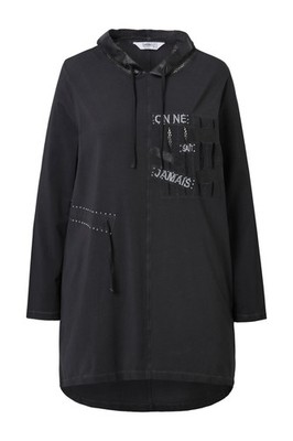 Angel of Style Damen große Größen Long Sweatshirt oversized Netz Kapuze 838676
