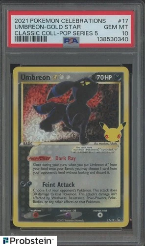2021 Pokemon Celebrations POP Series 5 #17 Umbreon Gold Star PSA 10 GEM MINT