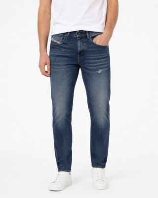 DIESEL 2019 D-Strukt R8I0C Men Jeans W32/L34 Blue Faded Distress Slim RRP250