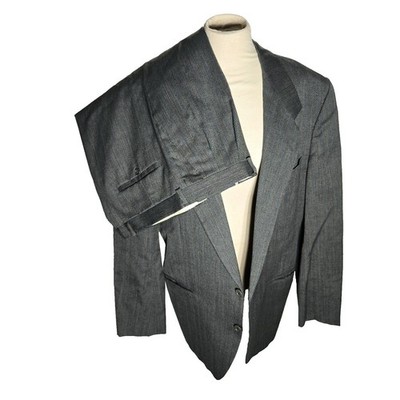 Yves Saint Laurent Suit Wool Vintage Mens Jacket Pant YSL 2Piece Herringbone 40