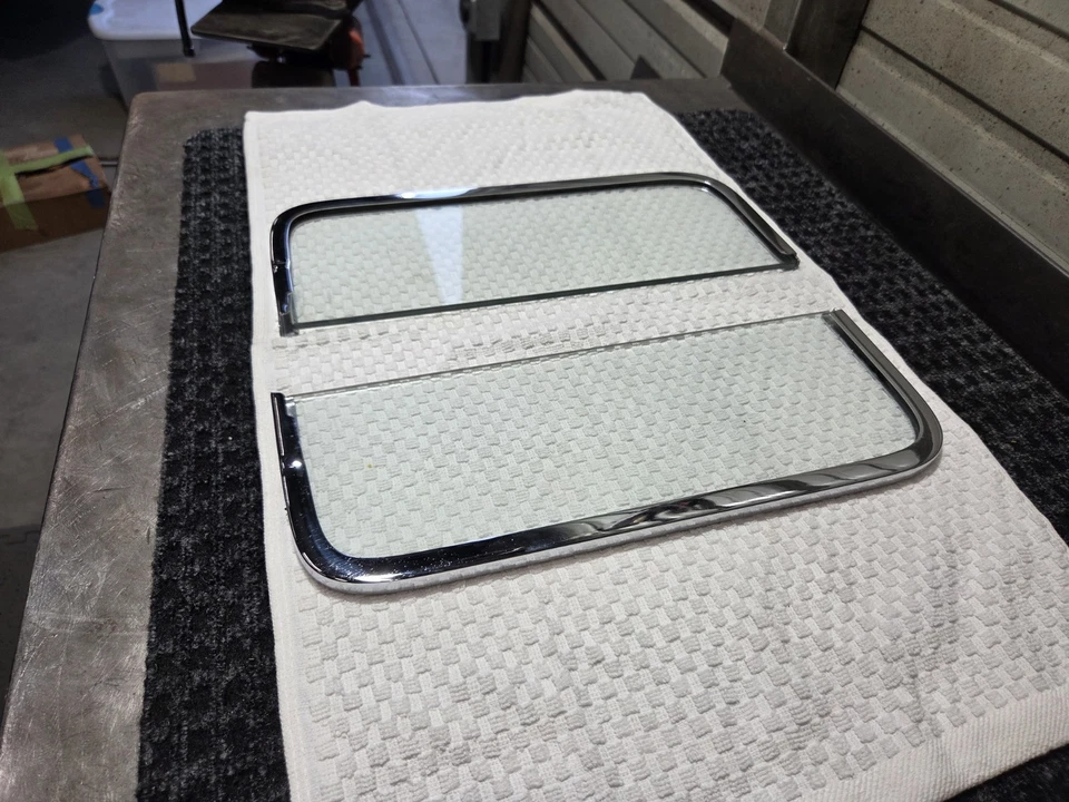 1956 Ford F100 Pickup Truck VENT WINDOWS Pair Nes Chrome New Glass Nice - Image 2 of 4