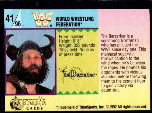 WWF WWE Merlin 1992 Part 1 (Black) Wrestling Trading Cards (summerSlam) Pick One - Picture 81 of 189
