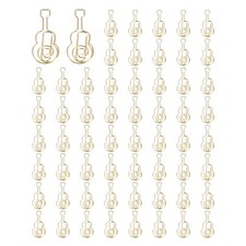60pcs Cute Guitar Shaped Staple for Fun Supplies, Gold