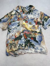 Vintage Reyn Spooner Hawaiian Shirt Mens XL Hula Girls Airplane Tropical Aloha