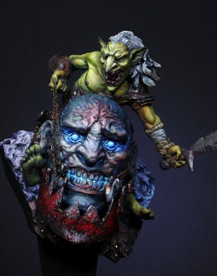 Galapagos Miniatures - Belagerungsriese mit Kobold - 1:10 Resin Büste - GP-B005