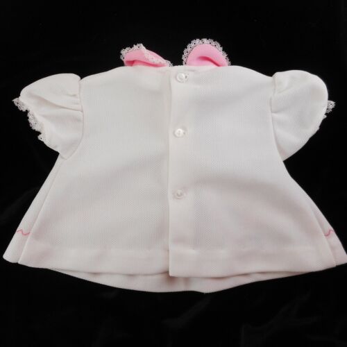 Vintage Baby Girl Top Approx 6-9 mo White with Lace Pink Butterflies Embroidery - Picture 2 of 5