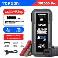 TOPDON 2500A Car Jump Starter Pack 12V Booster Power Bank USB Battery Charger US