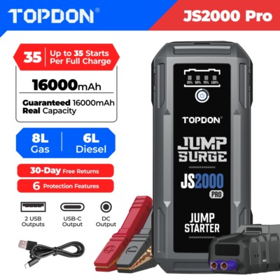 Booster Pack JS2000PRO 2500 Peak Amp Battery Booster Pack Jump Starter Charger